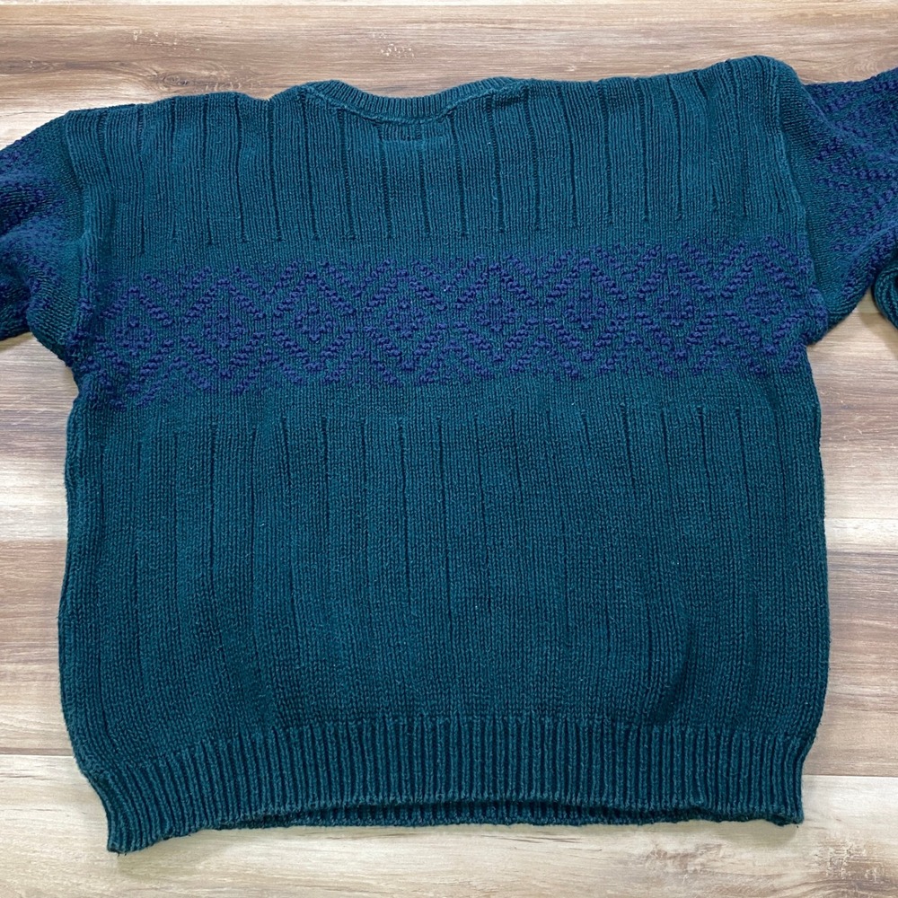 Eddie Bauer Sweater Mens L Vintage Heritage 100% Cotton Knit Green USA Made - Picture 7 of 7